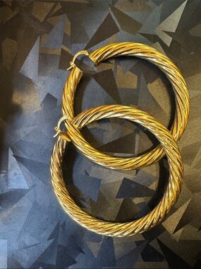 Gold-Tone Twisted Hoop Earrings - Women Jewelry